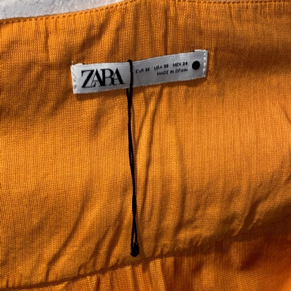 Zara Linen Blend Orange Strappy Dress - Picture 7 of 11